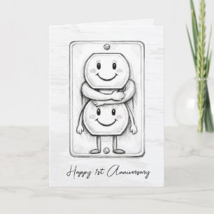 1st Wedding Anniversary Electrical Socket  Card