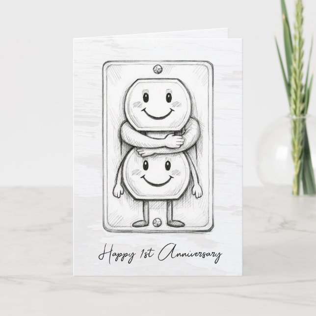 1st Wedding Anniversary Electrical Socket  Card (Front)
