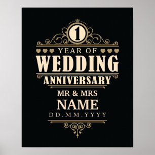 1st Wedding Anniversary    Elegant Poster
