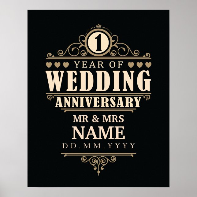 1st Wedding Anniversary || Elegant Poster (Front)