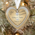 1st Wedding Anniversary Gold Diamonds Keepsake