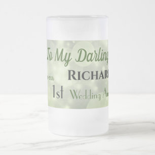 1st Wedding Anniversary Husband Frosted Glass Beer Mug