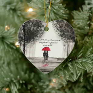 1st Wedding Anniversary Love Couple ornament