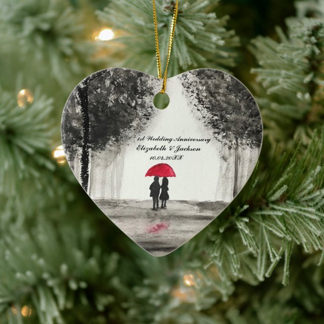 1st Wedding Anniversary Love Couple ornament (Tree)