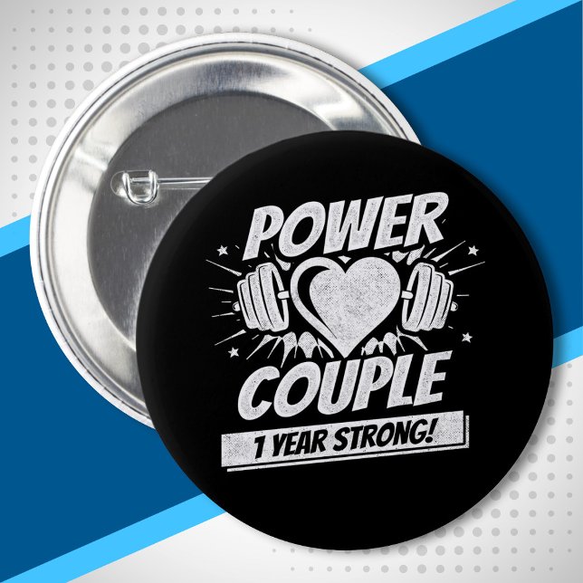 1st Wedding Anniversary Married Fitness Couple 6 Cm Round Badge (Creator Uploaded)