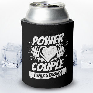 1st Wedding Anniversary Married Fitness Couple Can Cooler