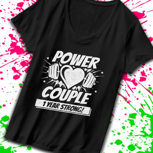 1st Wedding Anniversary Married Fitness Couple T-Shirt
