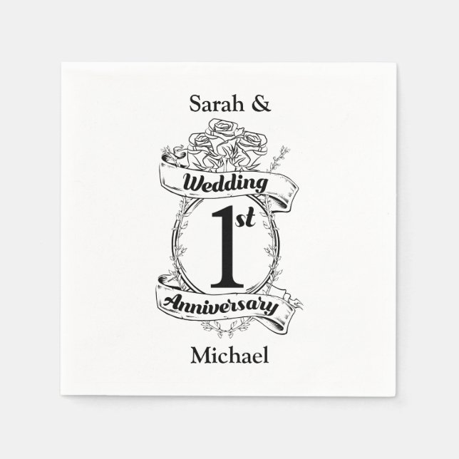 1st Wedding Anniversary Napkin (Front)