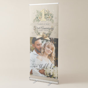 1st Wedding Anniversary Paper Cranes Photo Welcome Retractable Banner