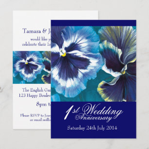 1st Wedding Anniversary Party Invitation blue