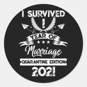 1st Wedding Anniversary Quarantine Gift First Year Classic Round Sticker