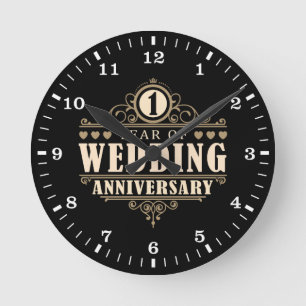 1st Wedding Anniversary Round Clock