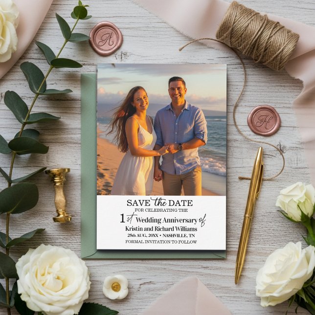 1st Wedding Anniversary Save the Date Photo Card (Creator Uploaded)