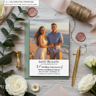 1st Wedding Anniversary Save the Date Photo Card