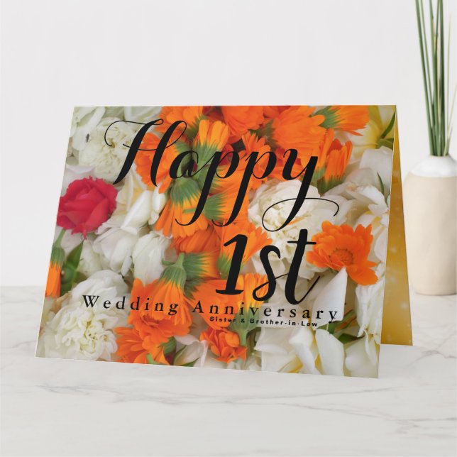 1st Wedding Anniversary Sister and Brother-in-Law Card (Front)