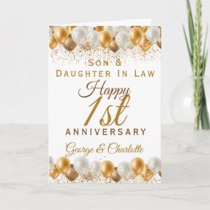 1st Wedding Anniversary Son Daughter Balloon Card