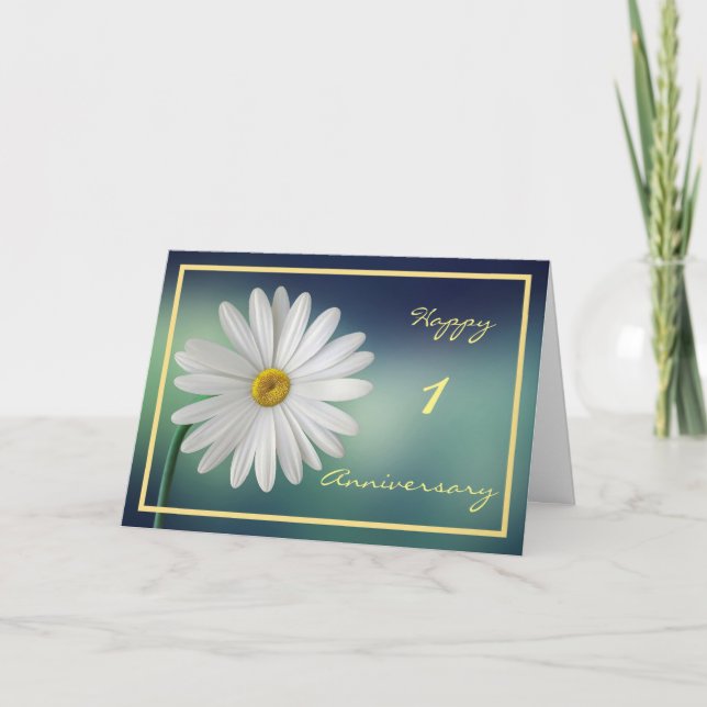 1st Wedding Anniversary Wishes Daisy Elegant Card (Front)