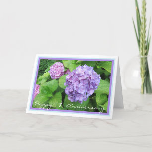 1st Wedding Anniversary Wishes Hydrangeas Elegant Card