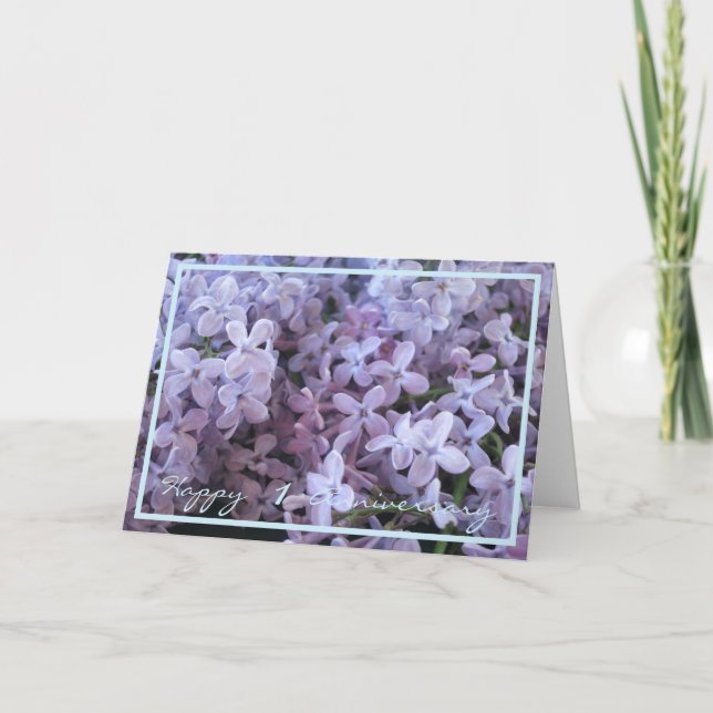 1st Wedding Anniversary Wishes Lilac Elegant Card (Front)