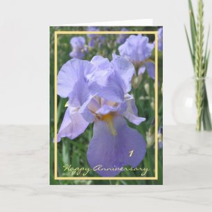 1st Wedding Anniversary Wishes Purple Iris Elegant Card