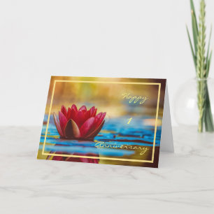 1st Wedding Anniversary Wishes Water Lily Elegant Card