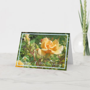 1st Wedding Anniversary Wishes Yellow Rose Elegant Card