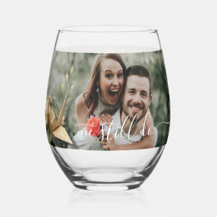 1st Wedding Paper Anniversary Papercut Crane Photo Stemless Wine Glass