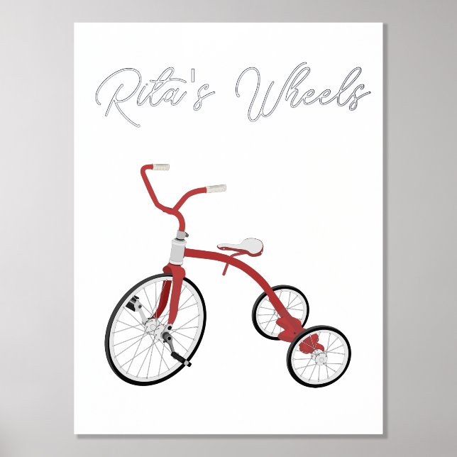 1st Wheels Vintage Red Tricycle Foil Text Poster (Front)
