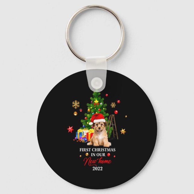 1st Xmas In Our New Home Xmas Norfolk Terrier T Sh Key Ring (Front)