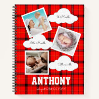 1st Year Baby Milestone Red Tartan Photo Album