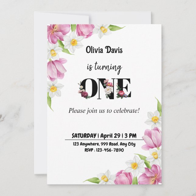 1st year Birthday Party Invitation (Front)