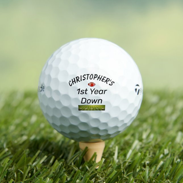 1st year down Football Boy's Birthday Golf Balls (Insitu Tee)
