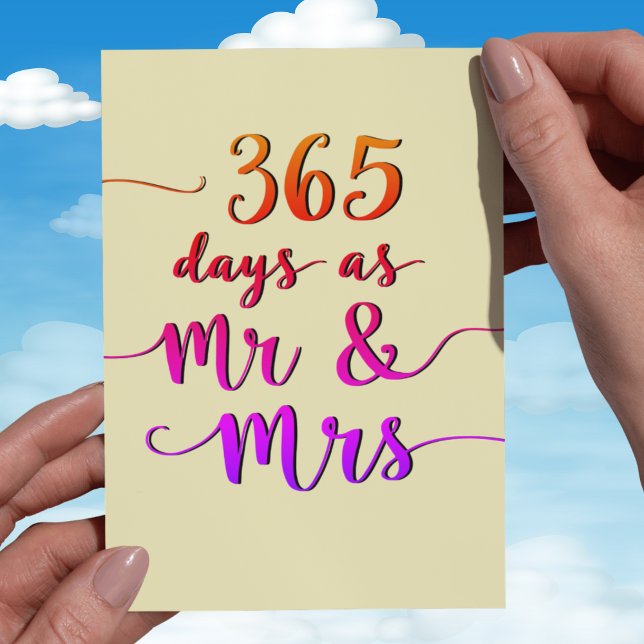 1st year married wedding anniversary 365 days card (Creator Uploaded)