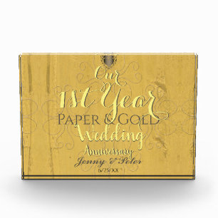 1st Year Paper & Gold Wedding Anniversary Photo Block