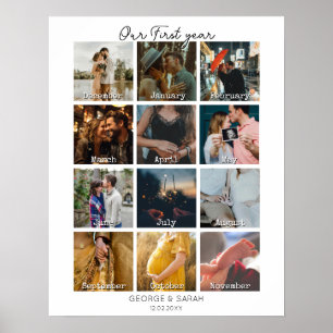 1st year photo anniversary gift calendar 12 months poster