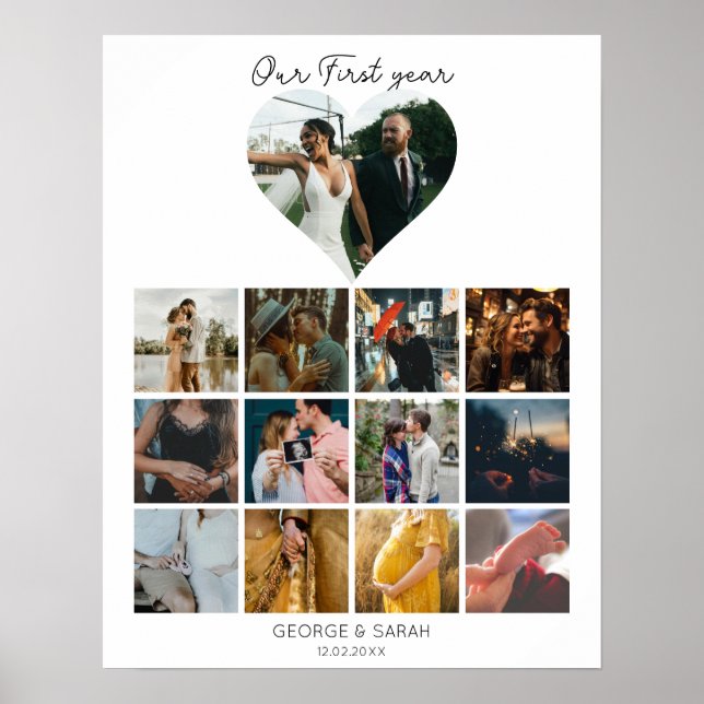 1st year photo anniversary gift calendar 12 months poster (Front)