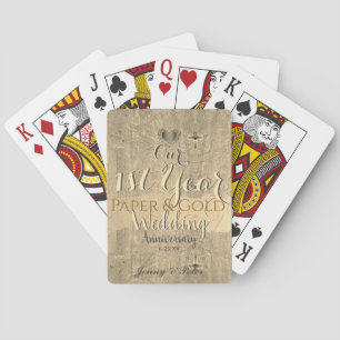 1st Year Wedding Anniversary Paper&Gold Playing Cards