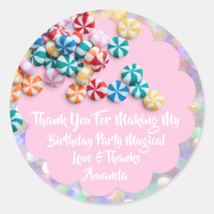 1th Birthday Favor Baby Shower Pink Jelly Belly Classic Round Sticker
