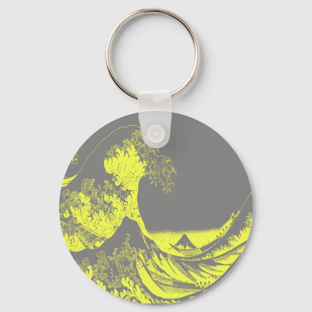 1thegreatwaveredblackbig-003 key ring (Front)