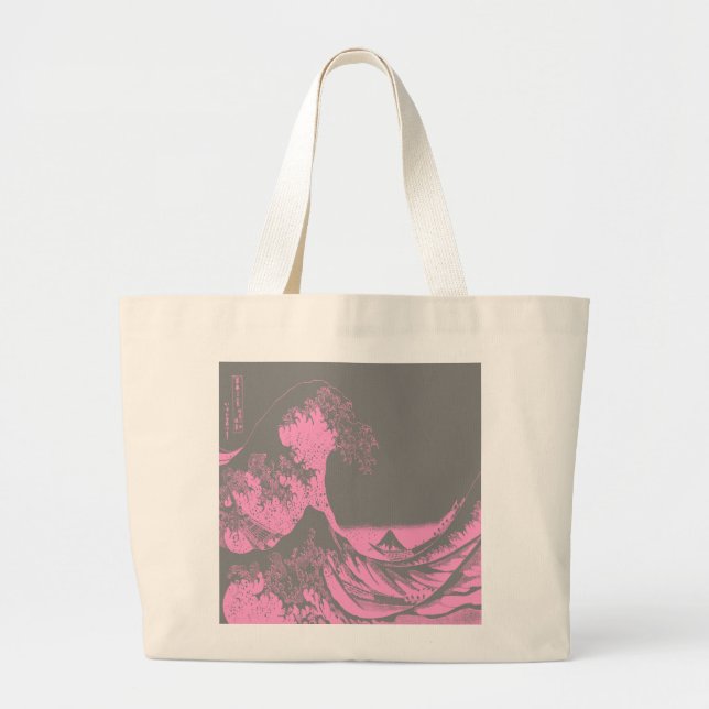 1thegreatwaveredblackbig-005 large tote bag (Front)