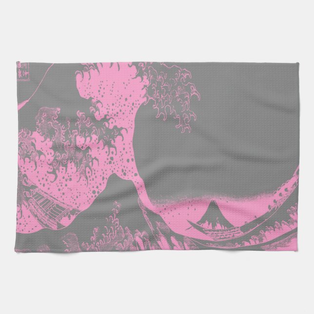 1thegreatwaveredblackbig-005 tea towel (Horizontal)