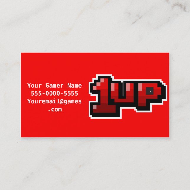 1UP Video Game Gamer Business Cards (Front)