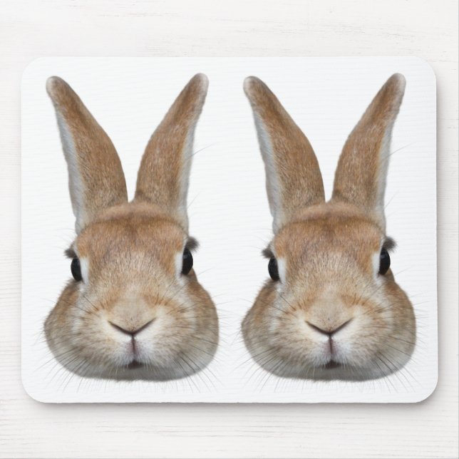 2匹のウサギの顔 MOUSE MAT (Front)