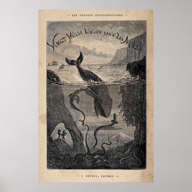 20000 Leagues Under the Sea Frontispiece 1871 Poster (Front)