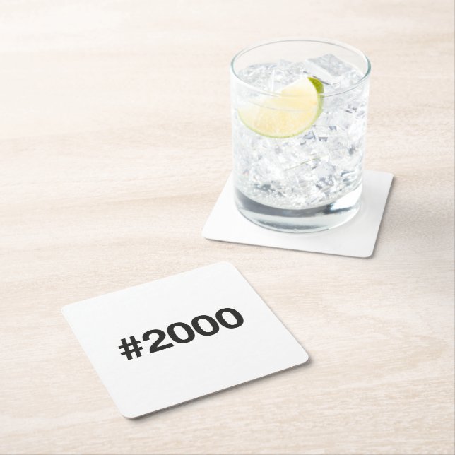 2000 Hashtag 25 Birthday Anniversary Square Paper Coaster (Insitu)