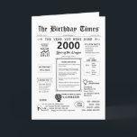 2000 The Year You Were Born Birthday Card<br><div class="desc">Travel back in time with our 2000 birthday card! This card is all about revisiting the past and celebrating your special day. It's filled with fascinating facts and memorable moments from the 2000s that will bring a smile to your face. From the emergence of social media platforms, the boom of...</div>