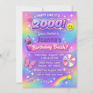 2000's Birthday Party Y2K Invitation
