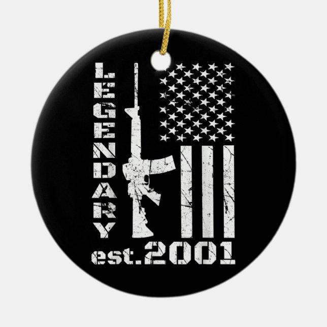 2001 21st Birthday Legendary Patriot 21 Years Old Ceramic Tree Decoration (Front)