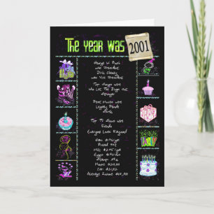2001 Birthday Year Fun Trivia Card