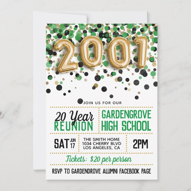2001 High School College Reunion Invitation (Front)